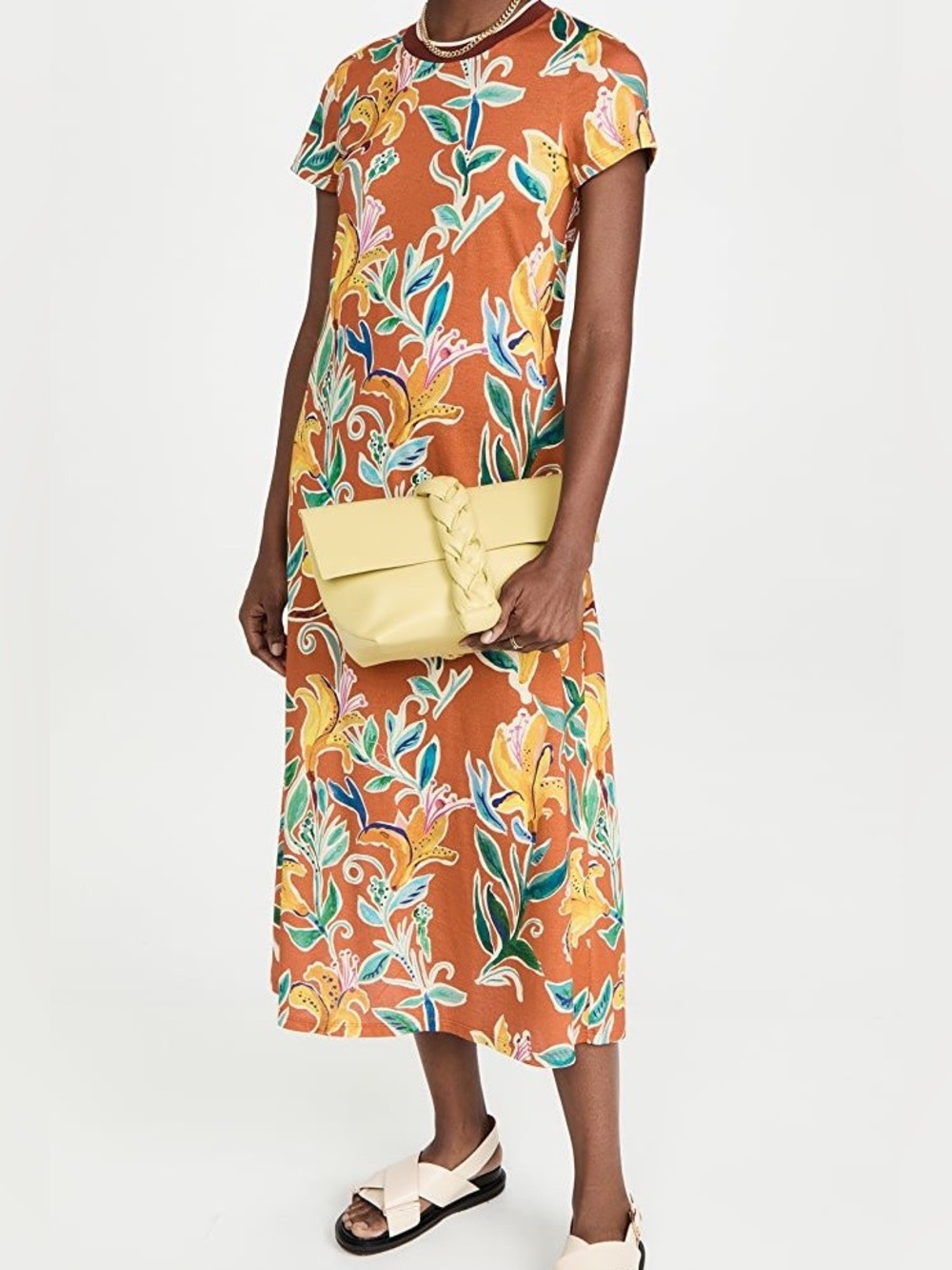 La DoubleJ Sporty Swing Dress Floral Cotton Jersey Tee Dress Made in Italy small